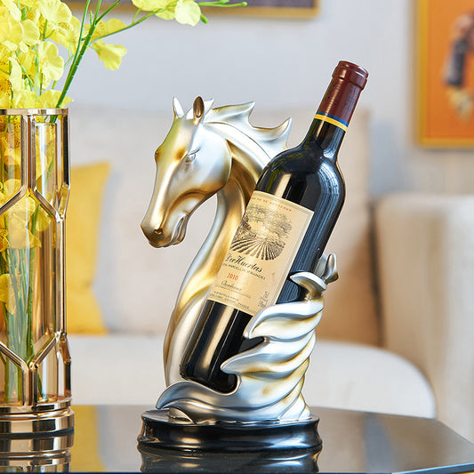 Luxury European Style Horse Head Wine Rack–Modern Resin Wine Bottle Holder & Home Décor Sculpture