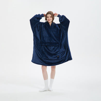 USB Heated Hooded Blanket - Oversized Double-Layer Flannel Wearable Blanket for Winter & Cosy Lounging