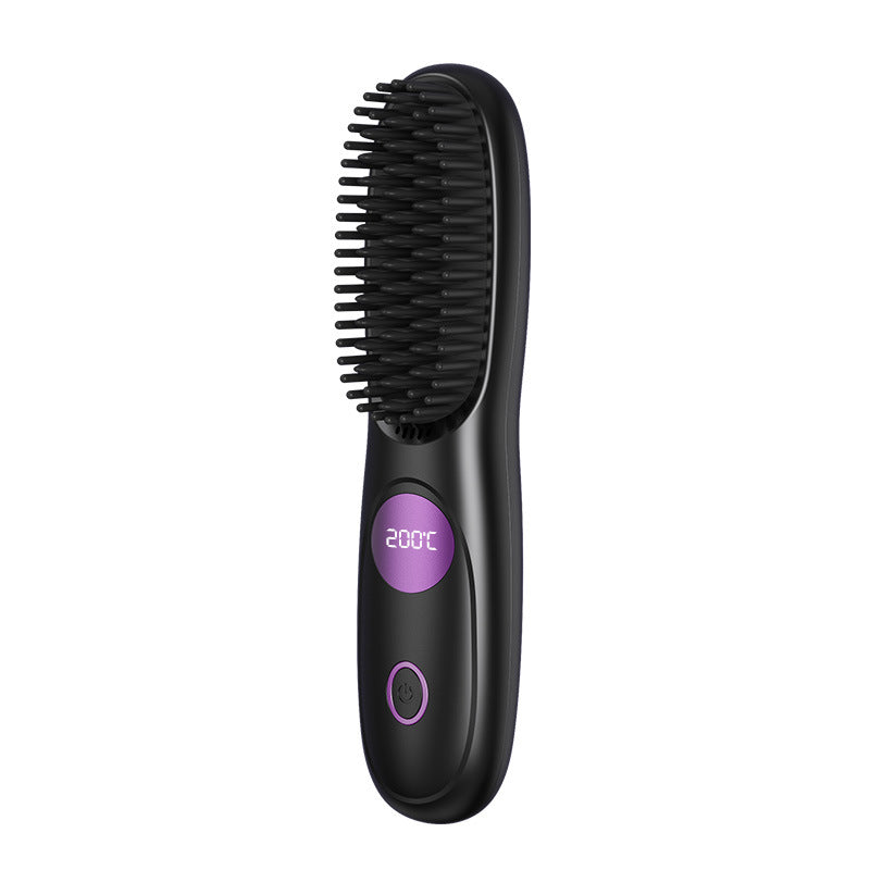 Cordless USB Rechargeable Hair Straightener Brush–3-in-1 Portable Hair Styling Tool