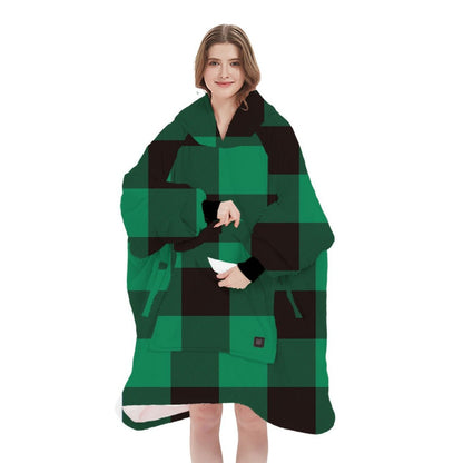USB Heated Hooded Blanket - Oversized Double-Layer Flannel Wearable Blanket for Winter & Cosy Lounging