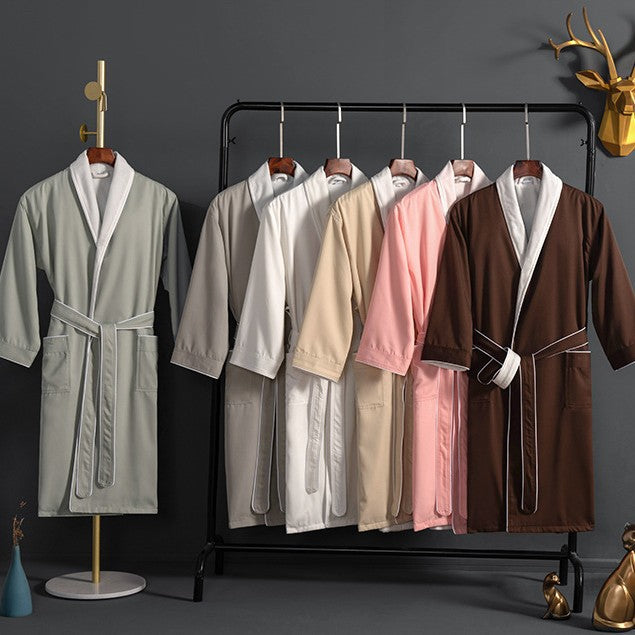 Luxury Double-Layer Bathrobe - Soft Absorbent Unisex Hotel Style Dressing Gown for Men & Women