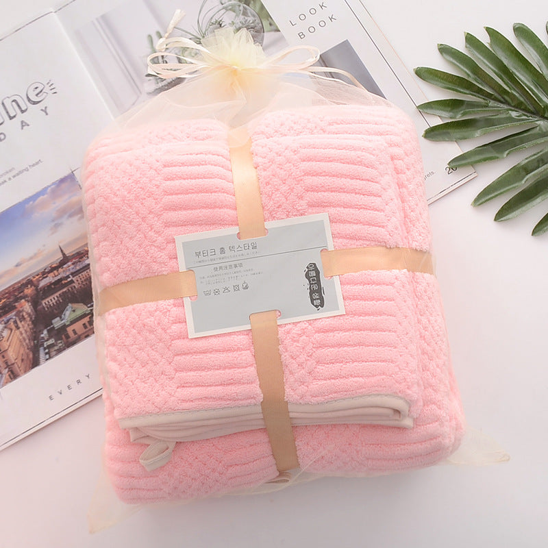 Coral Fleece Towel Set-Ultra Soft Microfiber Bath & Hand Towels-Super Absorbent Quick Dry Bathroom Towels (35x75cm & 70x140cm)