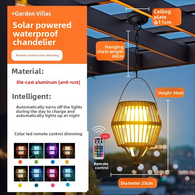 Solar Outdoor Pendant Light - IP55 Waterproof LED Garden Hanging Light