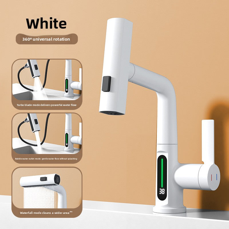 Digital Temperature Pull-Out Kitchen Mixer Tap - 360° Swivel Multifunction Faucet