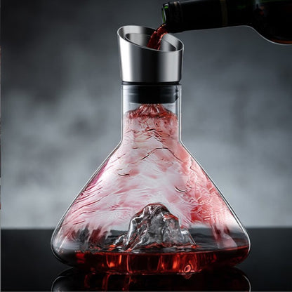 Waterfall Glass Wine Decanter - 650ml Mountain Design Red Wine Aerator Carafe