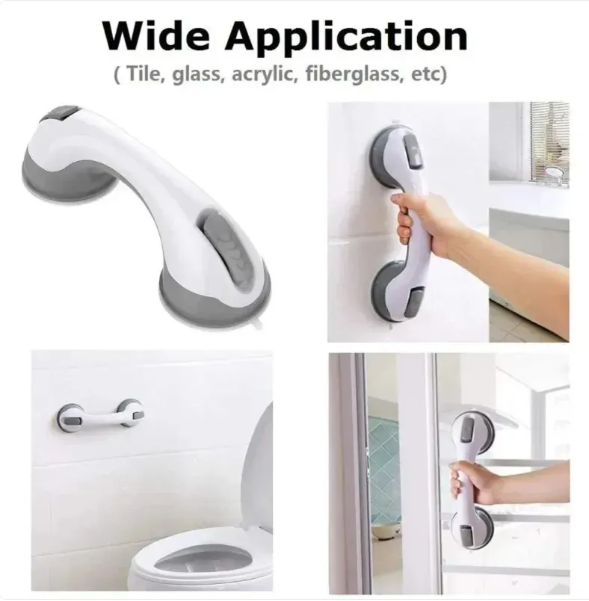 Suction Grab Handle for Bathroom-Non-Slip Safety Support Bar-Vacuum Suction Grip Handle for Shower, Glass & Tiles