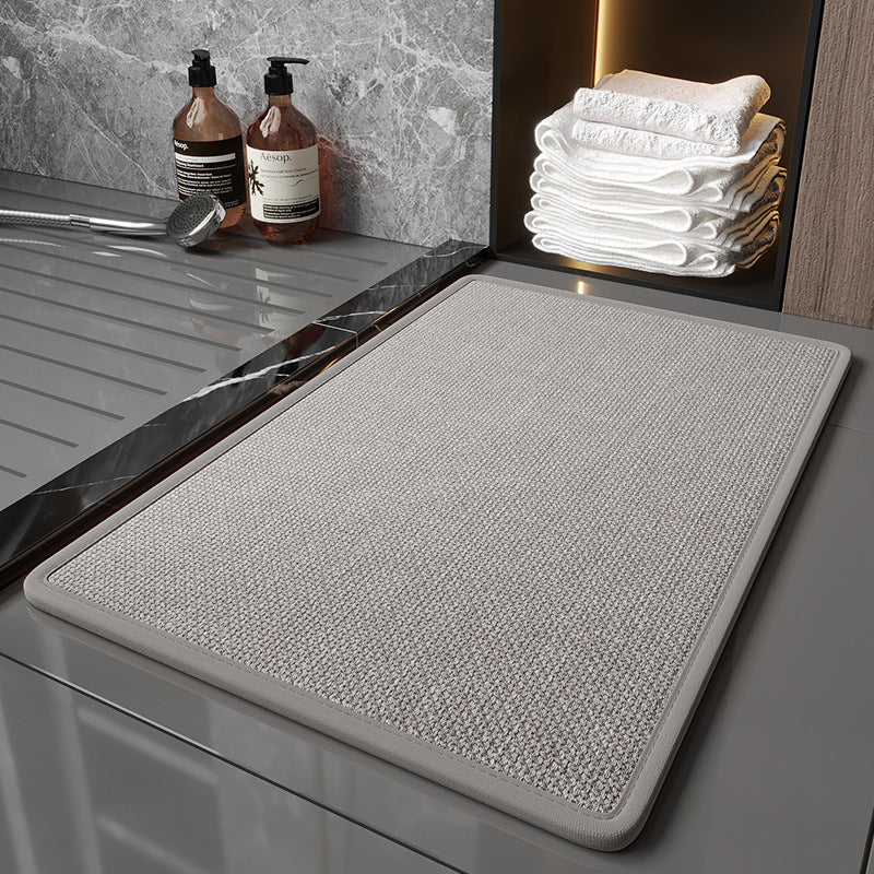Super Absorbent Non-Slip Bath Mat - Quick Dry Linen Bathroom Floor Rug