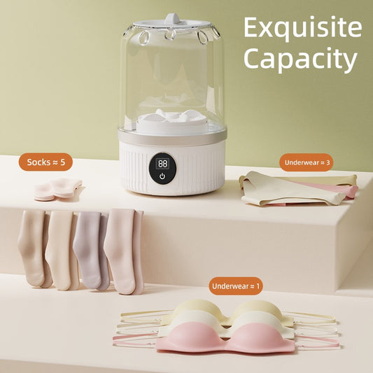 Portable Mini Washing Machine-Wireless Automatic Laundry Washer for Underwear & Socks-Compact Travel Washer for Delicates