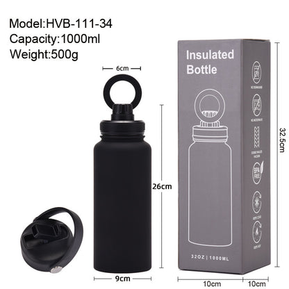 1L Insulated Water Bottle–Stainless Steel Vacuum Flask with Magnetic Phone Holder