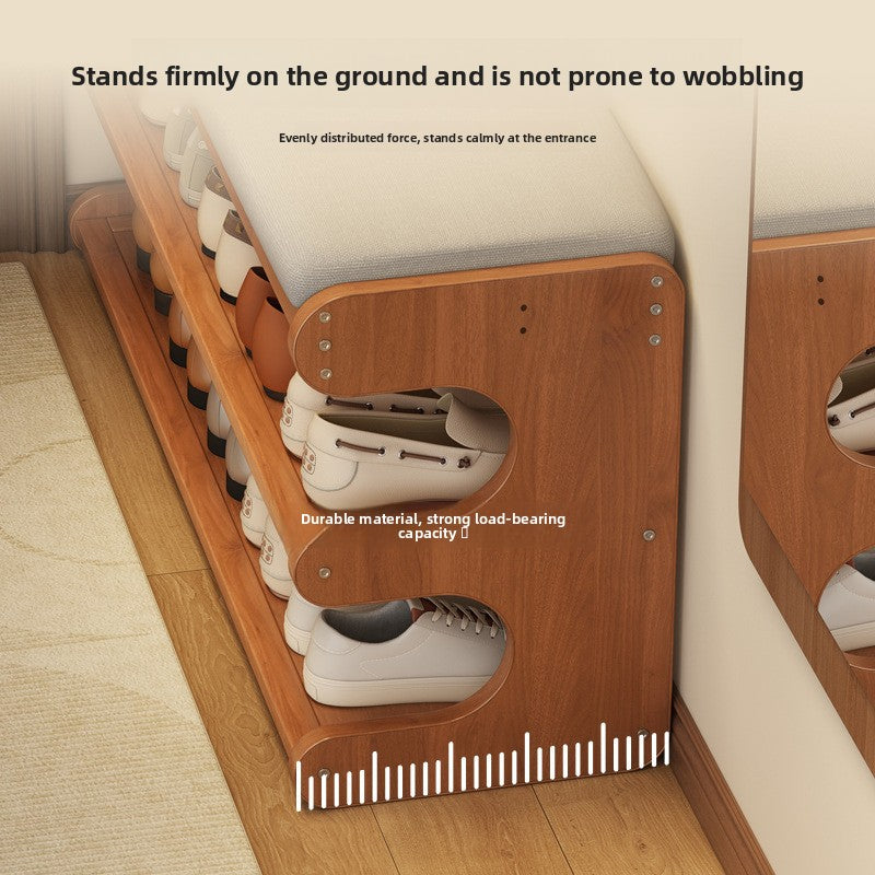 Bamboo Shoe Storage Bench with Seat - Flip-Top Entryway Shoe Organiser