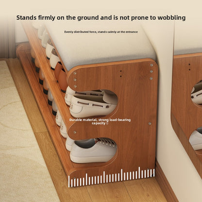 Bamboo Shoe Storage Bench with Seat - Flip-Top Entryway Shoe Organiser