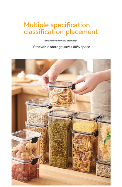 Airtight Food Storage Containers–BPA-Free Grain & Cereal Storage Set, Stackable Kitchen Pantry Organisers, Clear Plastic Containers