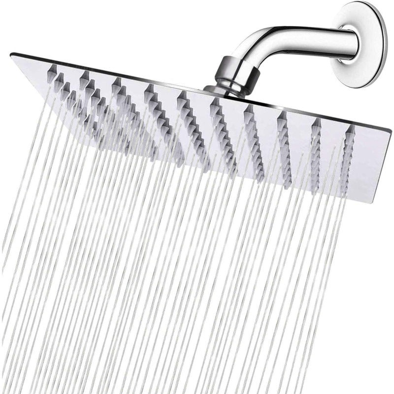 304 Stainless Steel Rainfall Shower Head-Premium Square Chrome Shower Head-High Pressure Bathroom Rain Shower (15–40cm)