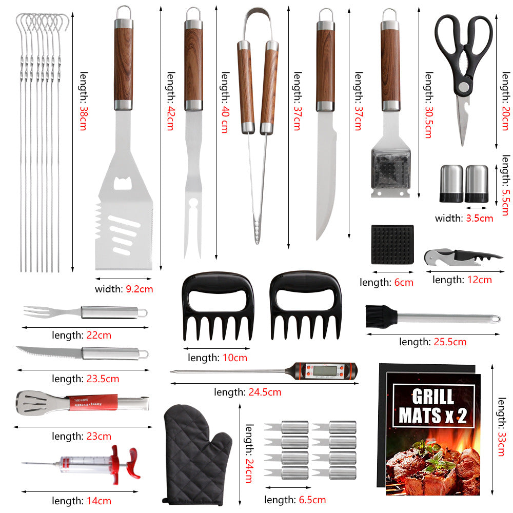 38-Piece Stainless Steel BBQ Tool Set - Complete Barbecue Grilling Utensil Kit with Aluminium Carry Case