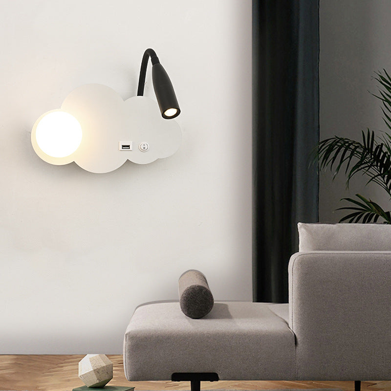 Modern Shaped LED Wall Reading Light with USB - Dimmable Bedside Wall Lamp
