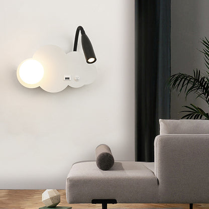 Modern Shaped LED Wall Reading Light with USB - Dimmable Bedside Wall Lamp
