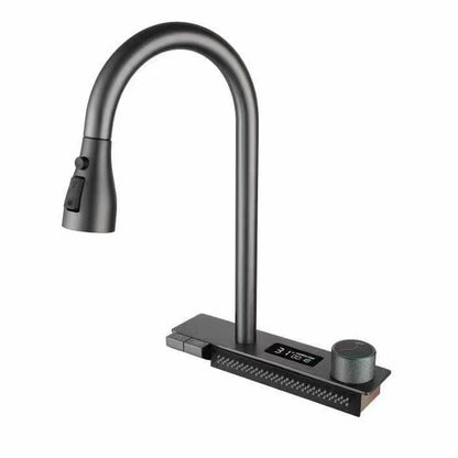 Pull-Out Waterfall Kitchen Mixer Tap–Modern Stainless Steel Sink Faucet