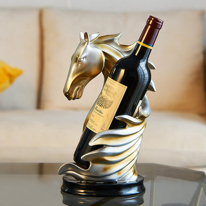 Luxury European Style Horse Head Wine Rack–Modern Resin Wine Bottle Holder & Home Décor Sculpture