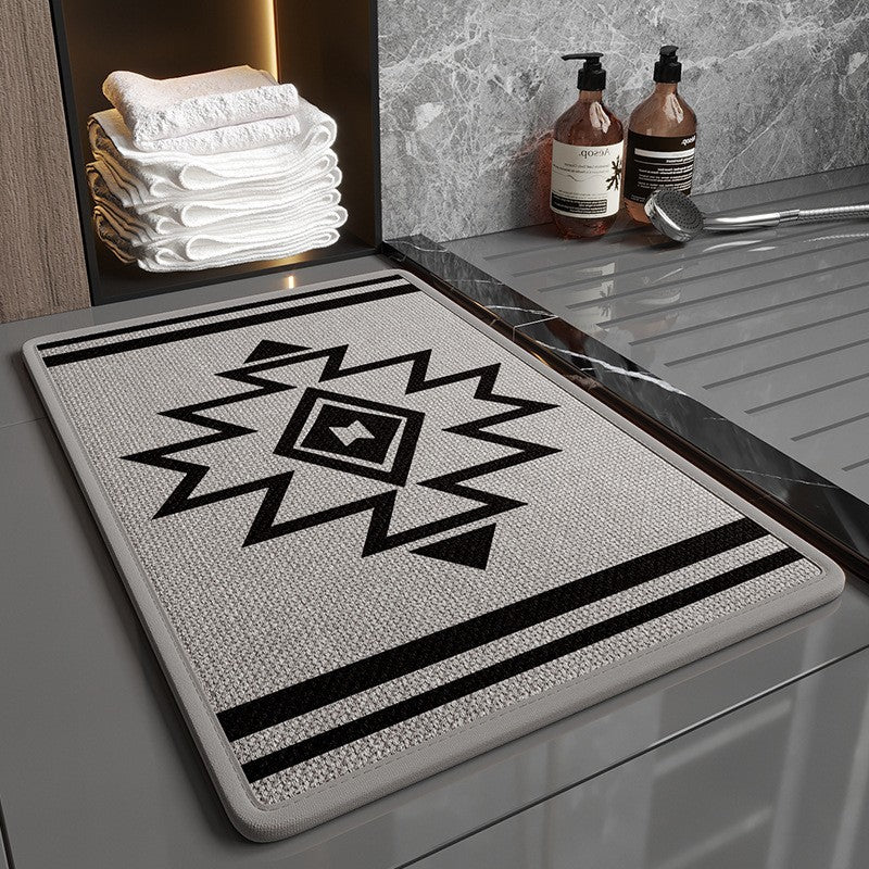 Super Absorbent Non-Slip Bath Mat - Quick Dry Linen Bathroom Floor Rug