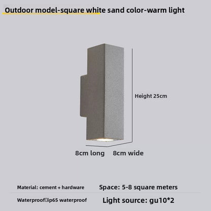 Cement Sandstone Outdoor Wall Light | Modern Waterproof Dual Head LED Exterior Wall Lamp