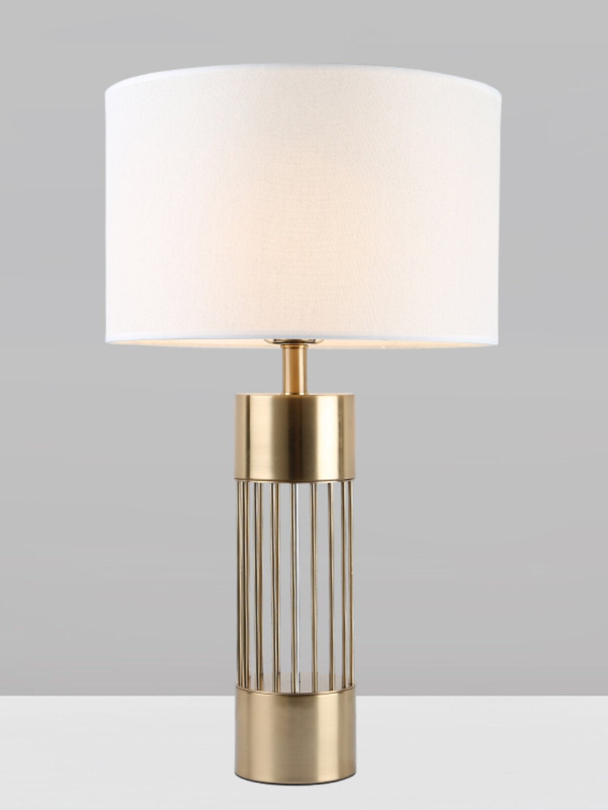 Nordic Copper Finish Table Lamp - Modern LED Bedside & Living Room Lamp with Fabric Shade