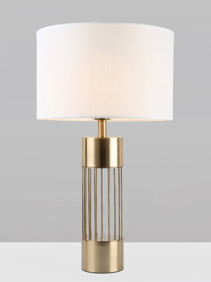 Nordic Copper Finish Table Lamp - Modern LED Bedside & Living Room Lamp with Fabric Shade