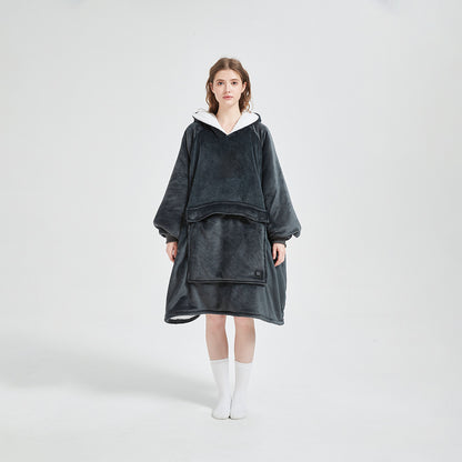 USB Heated Hooded Blanket - Oversized Double-Layer Flannel Wearable Blanket for Winter & Cosy Lounging
