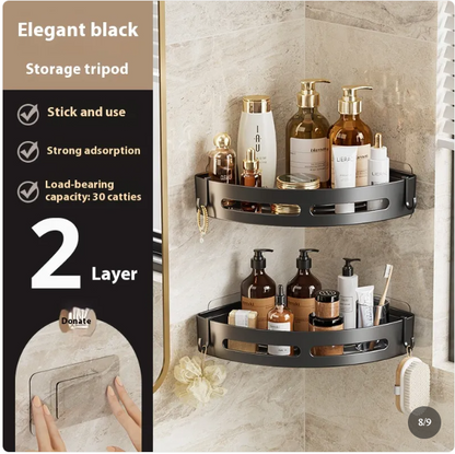 Bathroom Shower Rack Organiser-Multi-Layer Corner Storage Shelf-No Drill Plastic Shower Caddy (1–3 Tier Options)