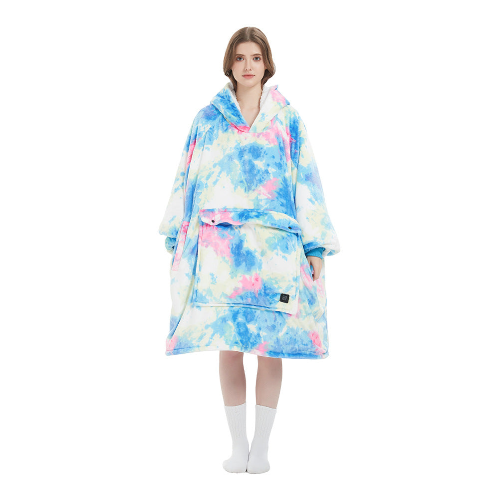 USB Heated Hooded Blanket - Oversized Double-Layer Flannel Wearable Blanket for Winter & Cosy Lounging