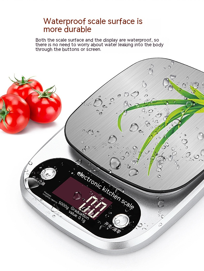 Digital Kitchen Scale Stainless Steel–High Precision Food Scale for Cooking, Baking & Portion Control, Compact Electronic Scale