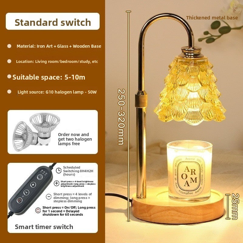 Candle Warmer Lamp - Adjustable Height Wax Melting Lamp with Timer & Glass Shade