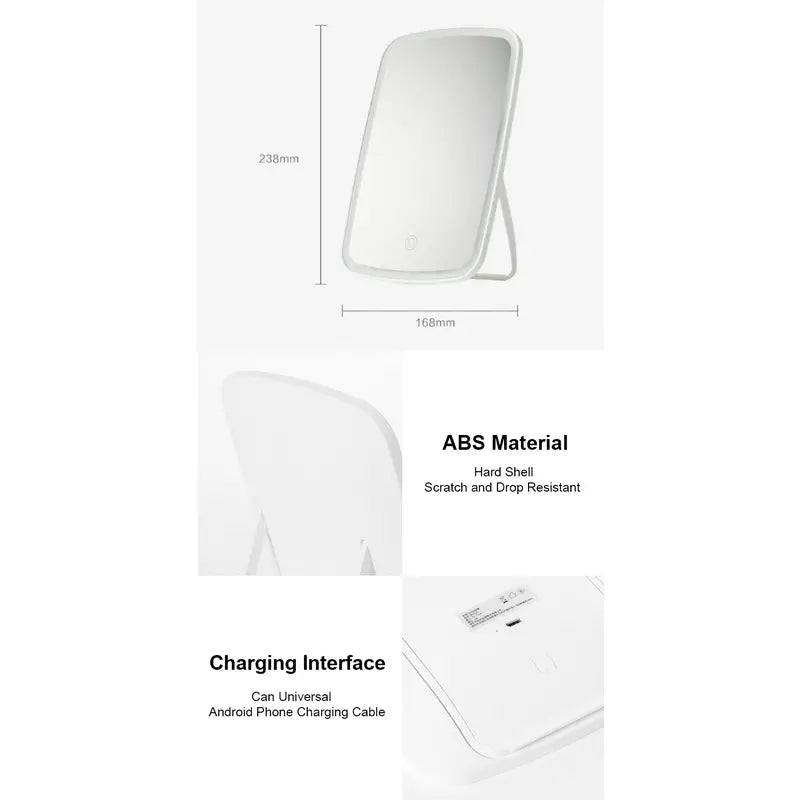 Rechargeable LED Makeup Mirror–Tri-Color Light Cosmetic Vanity Mirror with 2400mAh Battery