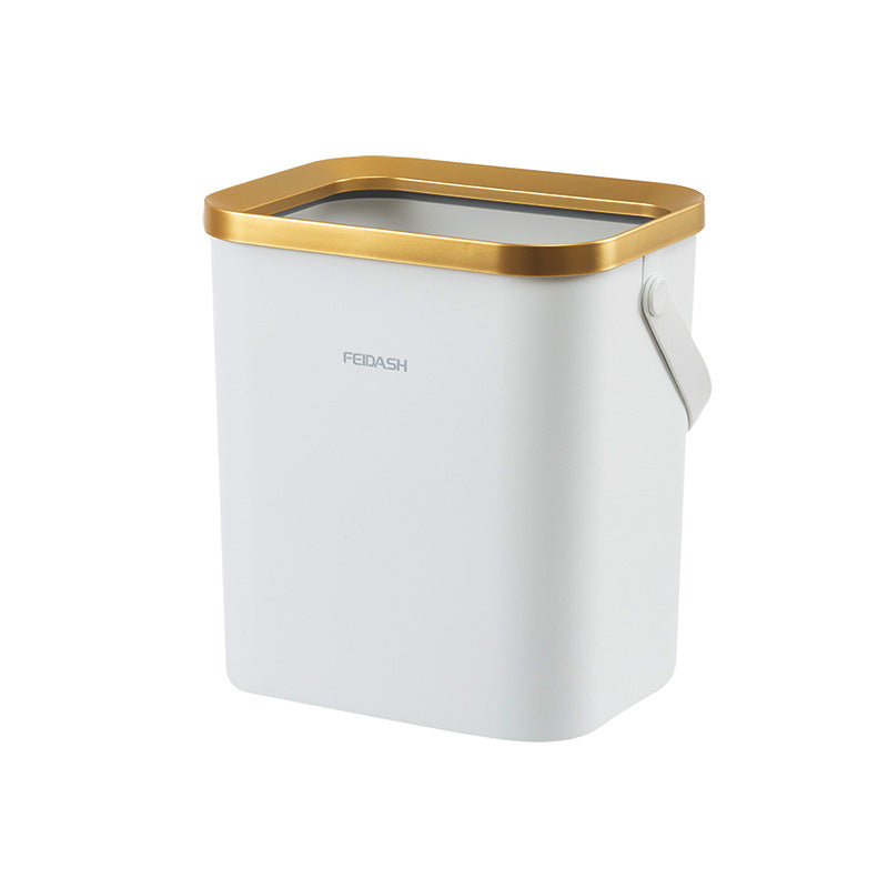 Modern Square Trash Can–12L Portable Waste Bin with Carry Handle for Home & Bathroom