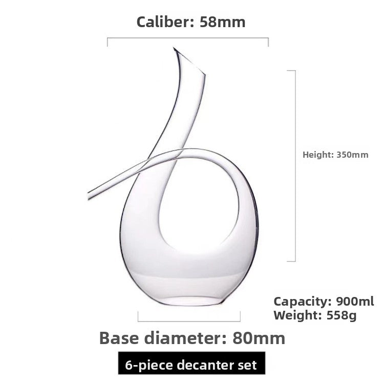 Crystal Glass Wine Decanter - 1000ml+ U-Shaped & Snail Red Wine Aerator Carafe