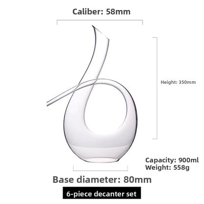 Crystal Glass Wine Decanter - 1000ml+ U-Shaped & Snail Red Wine Aerator Carafe