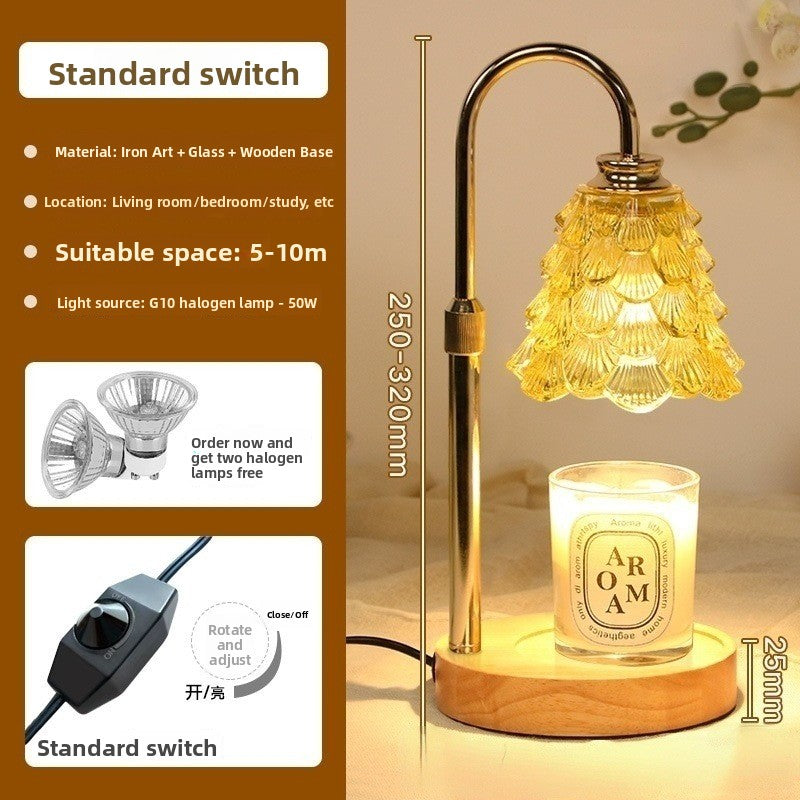 Candle Warmer Lamp - Adjustable Height Wax Melting Lamp with Timer & Glass Shade