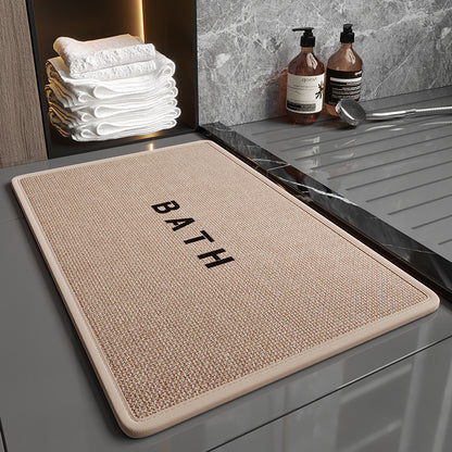 Super Absorbent Non-Slip Bath Mat - Quick Dry Linen Bathroom Floor Rug