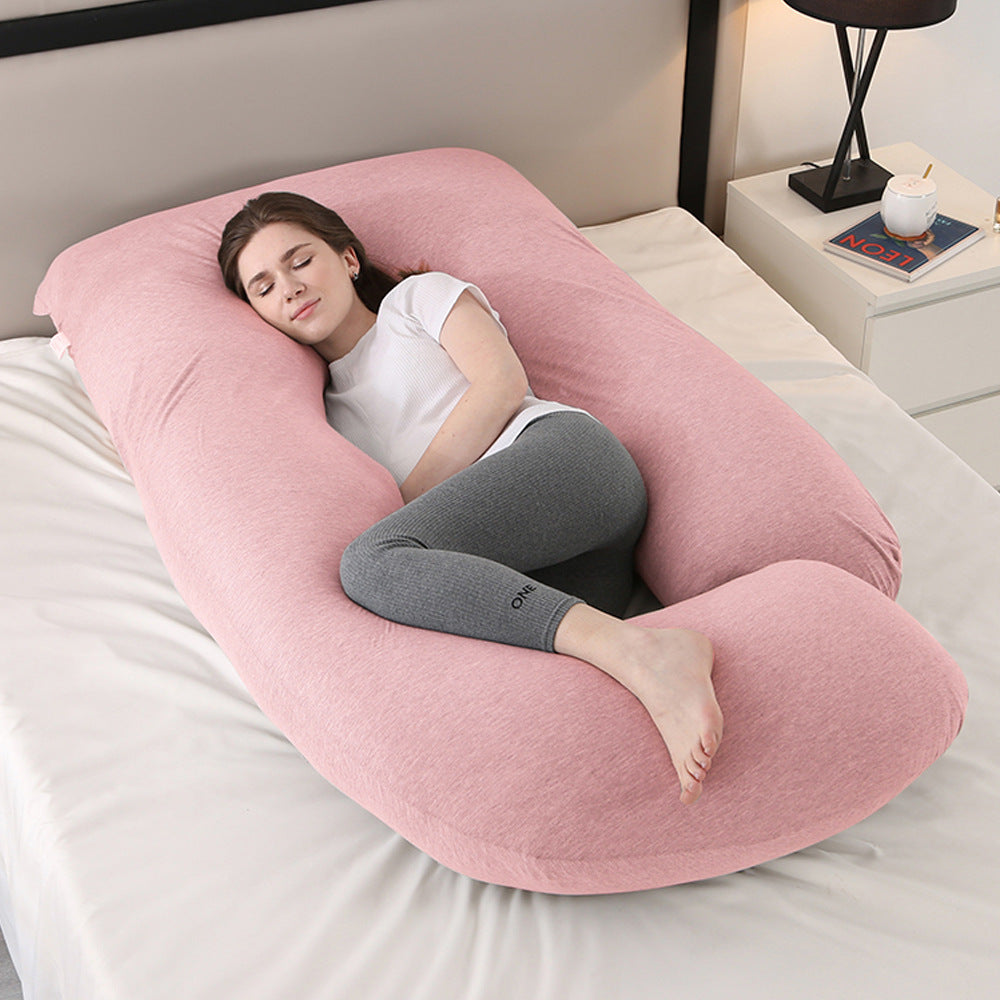 Cooling J-Shaped Pregnancy Pillow–Full Body Maternity Support Pillow With Detachable Arm Cushion