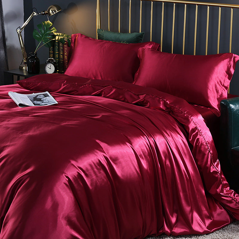 Luxury Mulberry Silk Bedding Set – Cooling Satin Quilt Cover Set