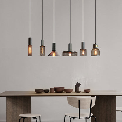 Industrial Style Cement Pendant Light - Vintage Iron Mesh Hanging Chandelier