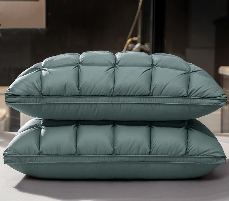 Goose Down Pillow–Luxury Hotel Bed Pillow, Soft Support Sleeping Pillow with Silk Fabric, Premium Comfort Pillow