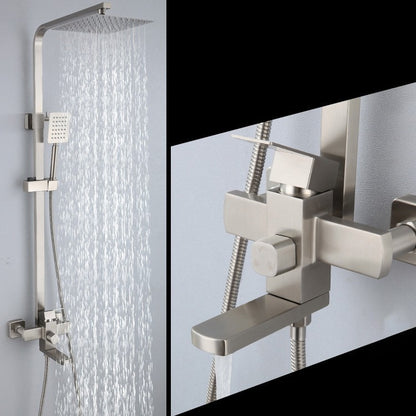 Luxury 304 Stainless Steel Rainfall Shower Head – Square Wall-Mounted Shower Set
