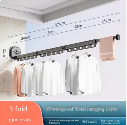Folding Suction Cup Clothes Hanger–Retractable Wall Mounted Drying Rack for Laundry & Small Spaces