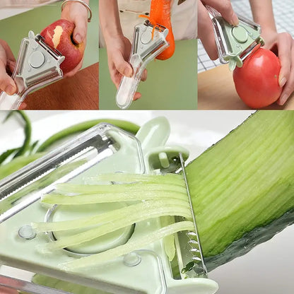 3-in-1 Vegetable Peeler–Stainless Steel Multi Blade Peeler, Julienne & Slicer Kitchen Tool (Ergonomic Handle)