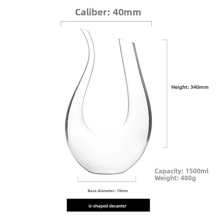 Crystal Glass Wine Decanter - 1000ml+ U-Shaped & Snail Red Wine Aerator Carafe