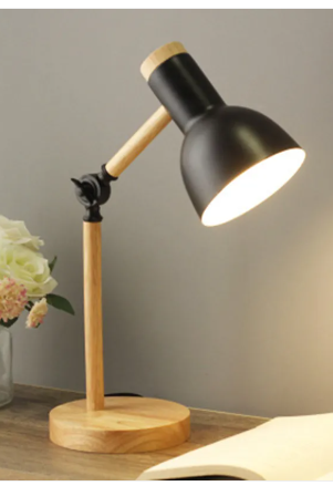 Nordic LED Desk Lamp – Dimmable Bedside Table Lamp with Wooden Base, Eye Protection Reading Light (Warm & Cool White)