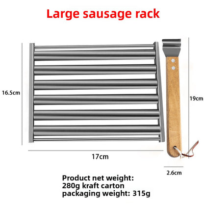 Stainless Steel Sausage Roller Grill - Portable Rotating Hot Dog BBQ Rack for Camping