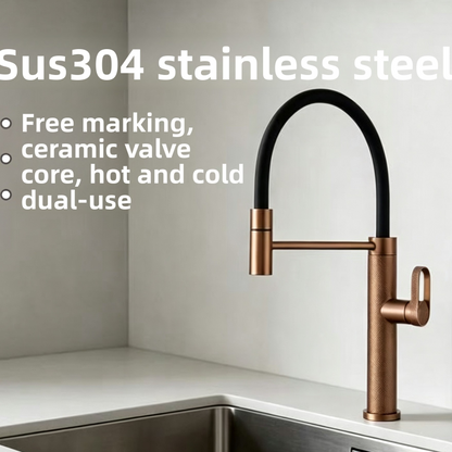 304 Stainless Steel Pull-Out Kitchen Mixer Tap–Luxury Waterfall Sink Faucet