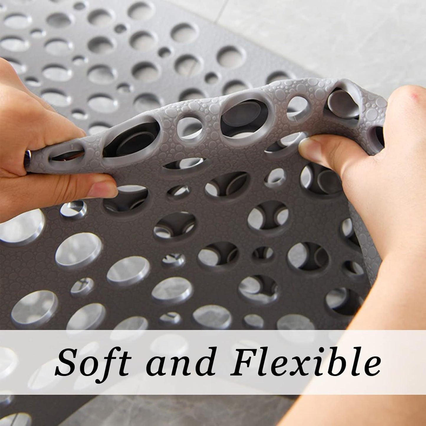 Non-Slip TPE Bath Mat - Quick Dry Suction Shower Floor Mat