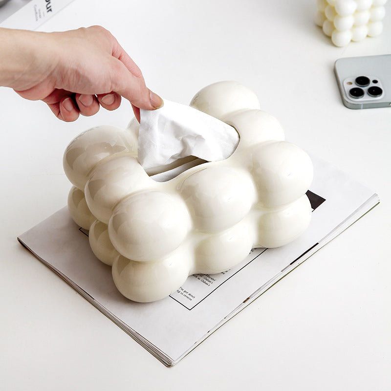 Nordic Ceramic Tissue Box–Modern Decorative Tissue Holder for Living Room & Bedroom